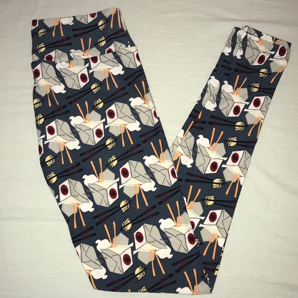 HTF LuLaRoe Takeout container leggings OS blue